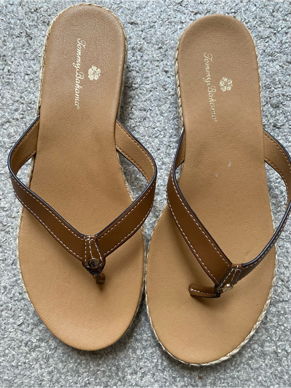 Tommy Bahama Brown Leather Thong Sandals